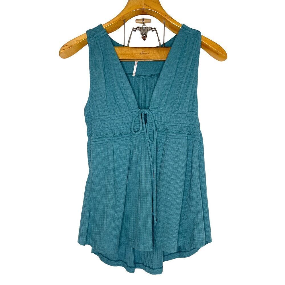 Free People Beach Bound Plunging Tank Ocean Blue Size: XS
